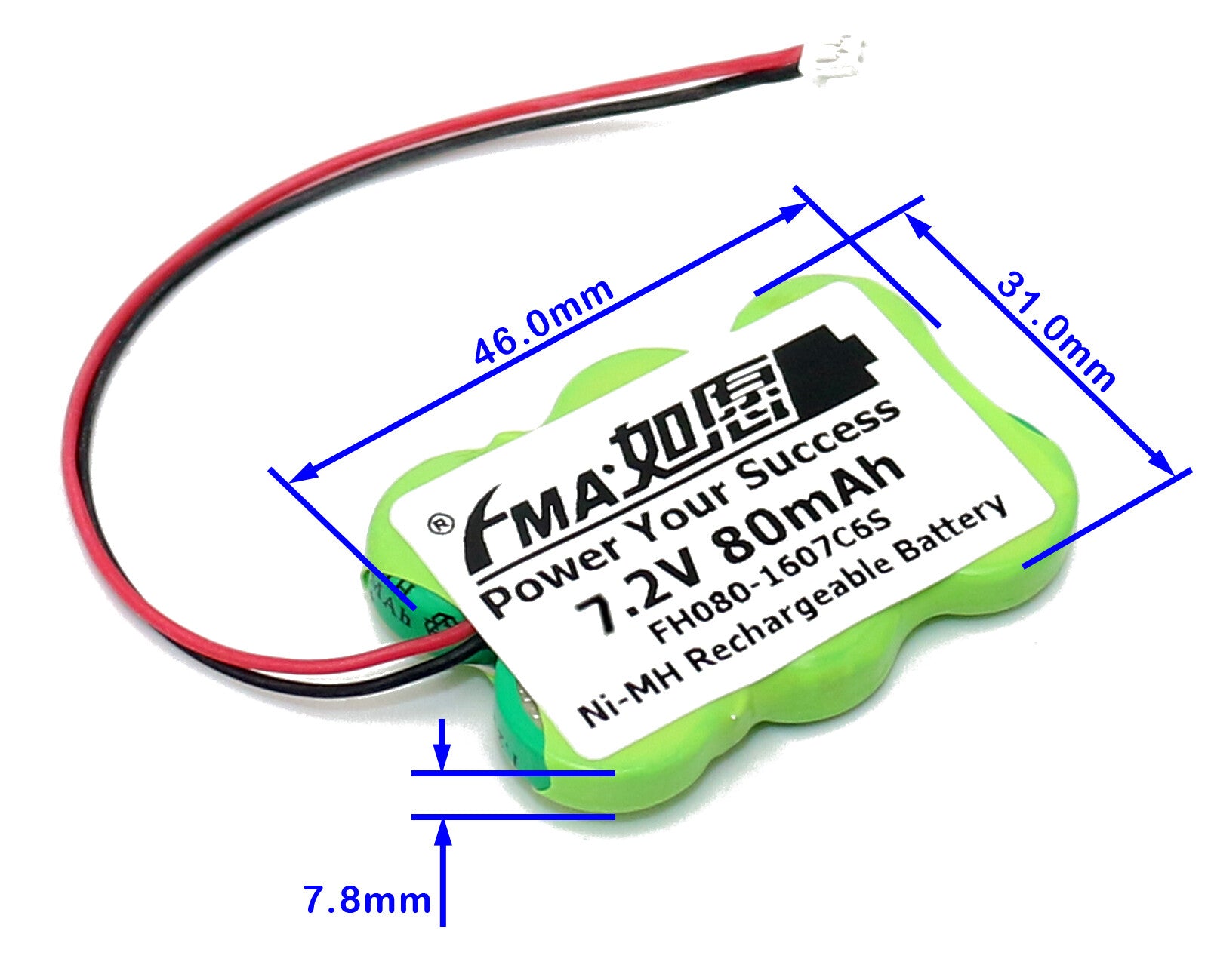 FMA Battery Ni-MH battery Button pack 7.2V 80mAh 6SX-Size
