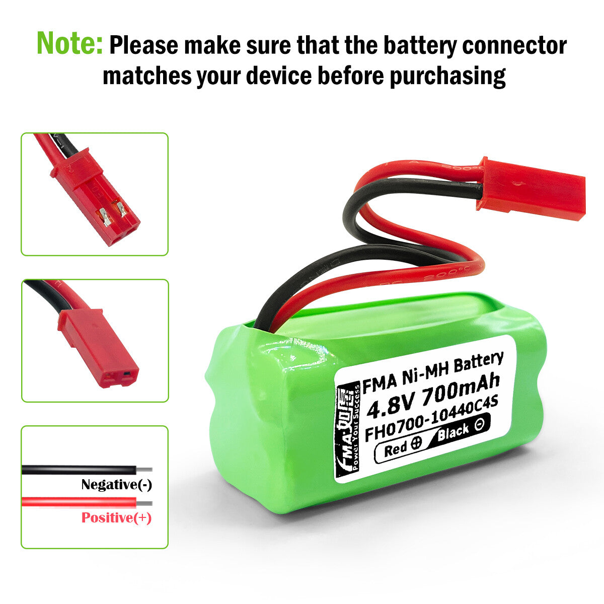 Ni-MH battery 8.4V 700mAh-Connector and polarity
