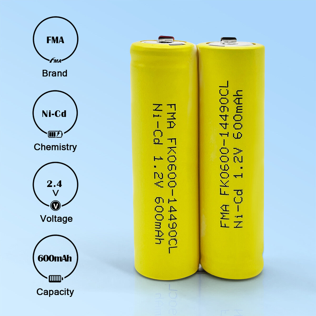 Ni-Cd 2.4V 600mAh 14x28x49mm