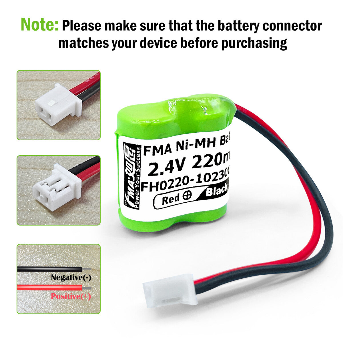 Model Plane Toy UVA PLC CNC Backup Power 2.4V 220mAh Ni-MH Rechargeable Battery