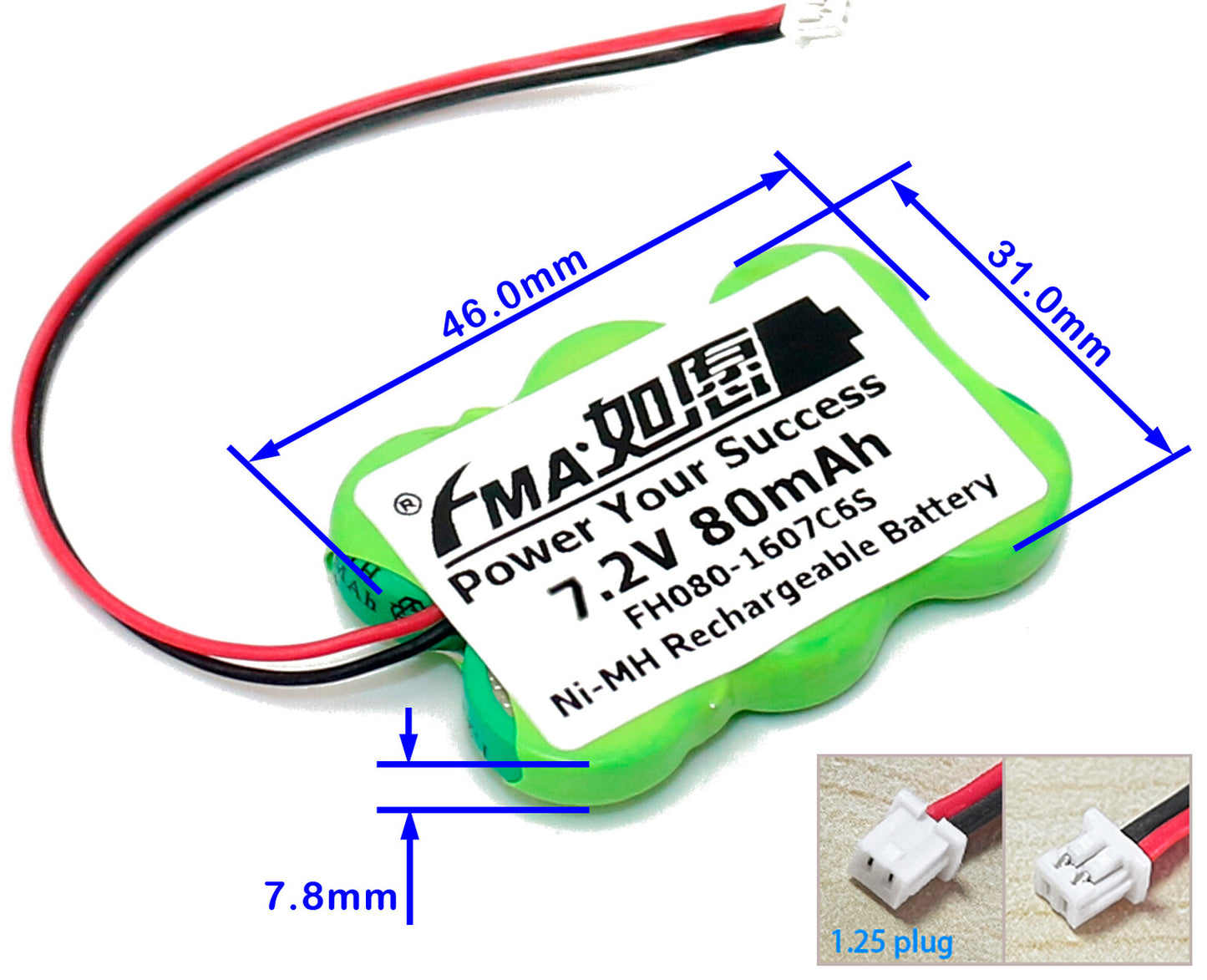 Self-Powered Car Alarm Device 80H 160H 250H 7.2V 80-250mAh Ni-MH Button Battery