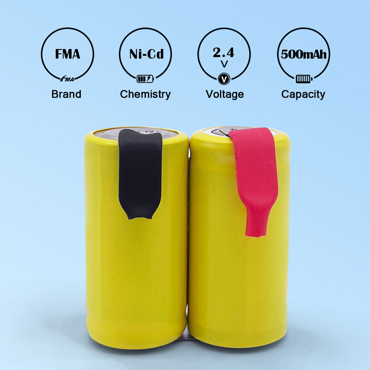 Ni-Cd 2.4V 500mAh 14x28x30mm