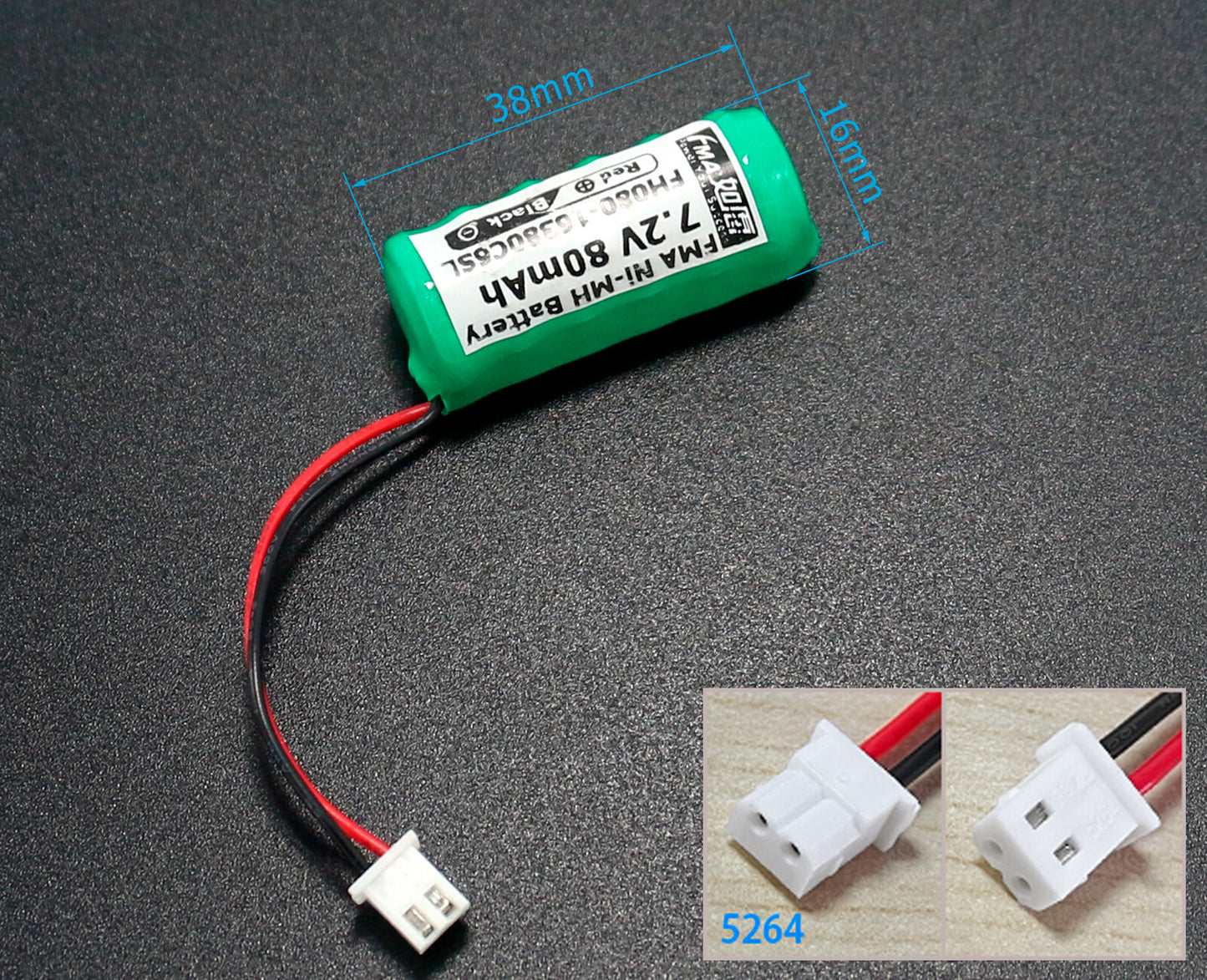FMA Battery Ni-MH battery Button pack 7.2V 80mAh 6SL-Connector and polarity Size